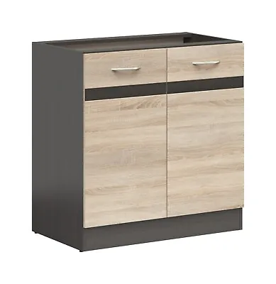 800mm Kitchen Base Unit Cabinet 2 Door 80cm Cupboard Wenge/Oak Effect Junona • £109.95