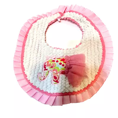 Mudpie Baby Fabric Pink And White Elephant In Tutu Bib Mixed Fabrics • $12.73