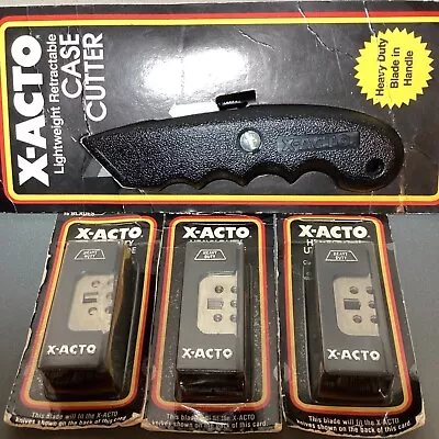 NEW Vintage X-ACTO - Retractable Box Cutter & 3 Packs Of Cased Blades (46 Total) • $39.85