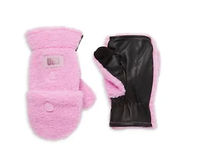 UGG Rose Quartz Pink  Faux Fur Sherpa Flip Mitten Fingerless Glove NEW M • $45