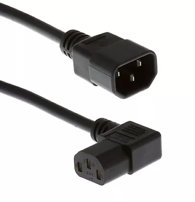 Power Extension Cable IEC C14 Male To IEC C13 Female Right Angle 4m 4 Metres • £10