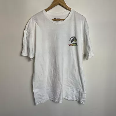 Quiksilver Shirt Mens XXL White Short Sleeve Surf Logo Graphic Double Sided • $20