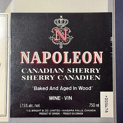 Vintage Brights Winery Napoleon Canadian Sherry Wine UNUSED Paper Label Q151 • $19.99