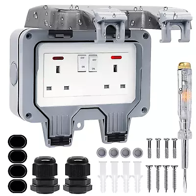 £19.19 • Buy Double Outdoor Socket Waterproof Outside Plug Socket Weatherproof IP66 Wall Box