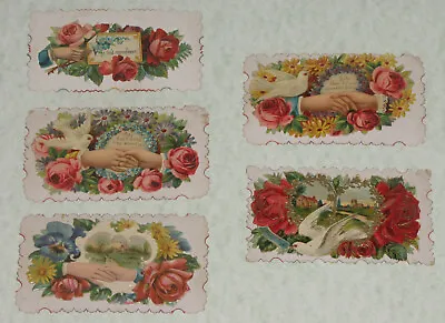 VINTAGE VICTORIAN CALLING CARD LOT Of 5 EMBOSSED DIECUT REMEMBRANCE SCRAPBOOKING • $9.99