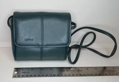 ESPRIT Vintage 80s Dark Forest Green Leather Crossbody Bag Purse Espirit • $19.99