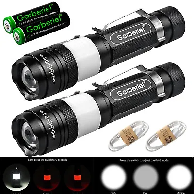 $10.98 • Buy Tactical Police Zoomable LED Flashlight 18650 USB Rechargeable Torch Lamp Light
