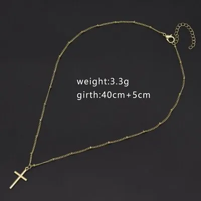 Silver/Gold Plated Double Layer Cross Necklace Pendant Clavicle Chain Women • $0.72