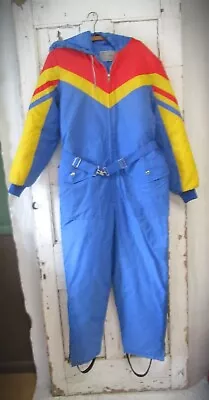 Vintage JC Penney Snow Suit 70's Blue Colorblock Snowmobile Ski Suit Boys XL • $74.99