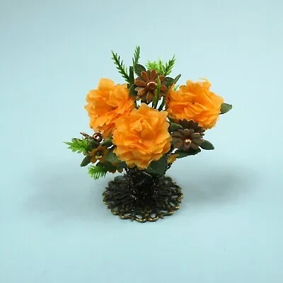 WMH Dollhouse Miniature Flower Arrangement With Handcrafted Flowers-Orange • $8.50