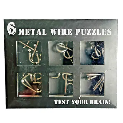 Large Brain Teaser Metal Kit 6 Steel Wire  Gift Adult Logic Solve Puzzle Twist • $24.69