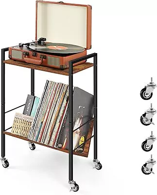 2Tier Record Player Stand Vinyl Record Holder With Storage Turntable Stand 80 LP • $27.99