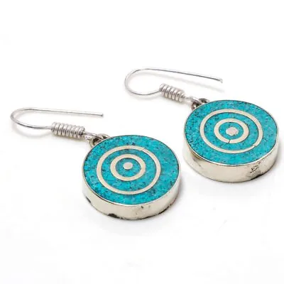 Tibetan Turquoise Handmade Bohemian Drop/Dangle Nepalese Earrings 1.40  NE 5056 • $6.49