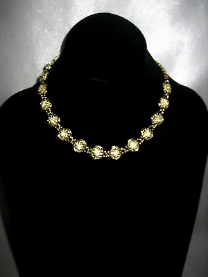 Vintage Signed Coro Gold Tone Rhinestone 16  Necklace • $22.48