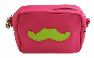 Fun Girls Fluro Pink Mustache Pu Leather Cute Hand Shoulder Handbag Bag • $20.70