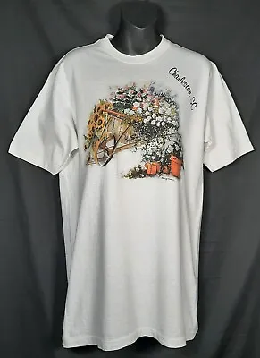 $29.99 • Buy Vintage Womens White Charleston SC Garden Scene Single Stitch T Shirt Adult L