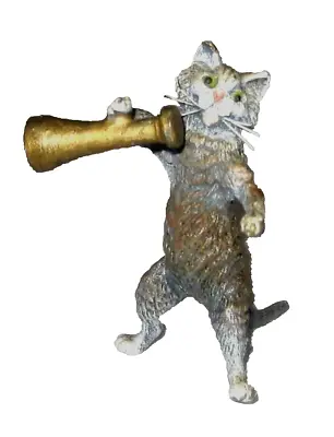 Antique Small Victorian Cold Paint Vienna Bronze Cat With Megaphone • $96