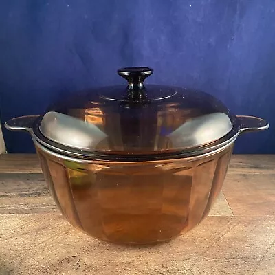 Vintage MCM Corning Ware Pyrex Amber Visions 4.5 L Dutch Oven Stock Pot With Lid • $84.95