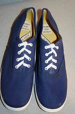 Sz 6 NOS Vtg 70s Sneaker Shoe NAVY BLUE CANVAS Round Toe La Crosse Tennis Gym • $42.14