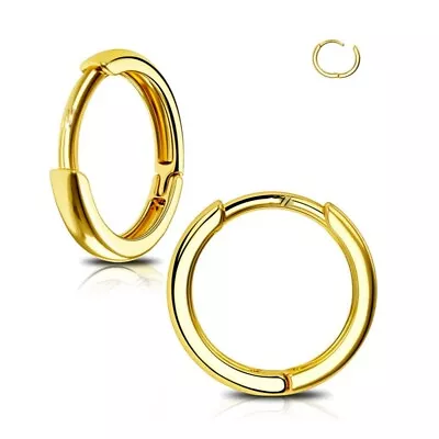 Yellow Gold Pure Solid 925 Sterling Silver Men Women Small Huggie Hoop Earrings • $21.99