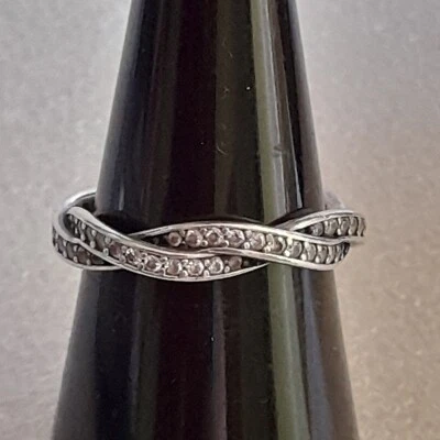 $40 • Buy Pandora Sparkling Twisted Lines.190892 Cz Size 54 (24)