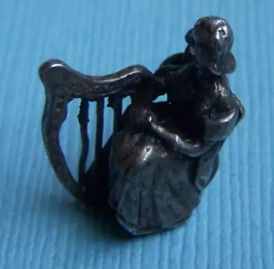 Vintage Woman Playing Harp Ireland Sterling Charm • $44.99