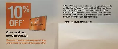 Home Depot Coupon - 10% Off $299 Purchase W/HD Card In Store/Online Exp 5/31/24 • $25