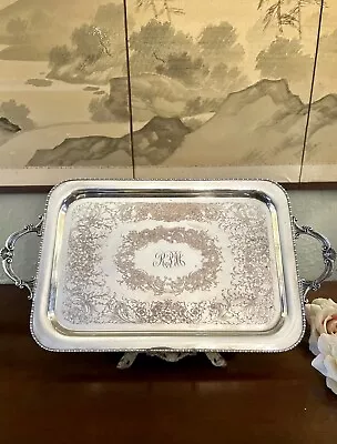 Silverplate Butler Tray MIDDLETOWN SIVERWARE Silver On Copper Monogram RPM • $78