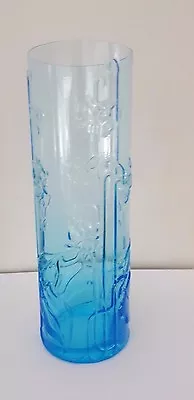 Vintage Tall Blue Daffodil Glass Vase • $24.99