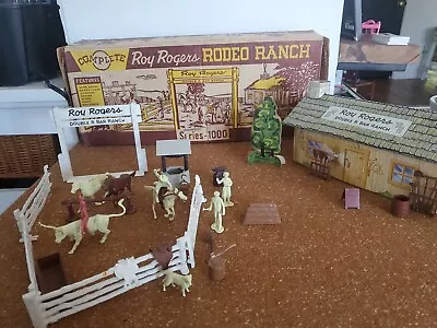 VINTAGE MARX Roy Rogers RANCH PLAY SET TIN CABIN With ACCESSORIES • $119.99