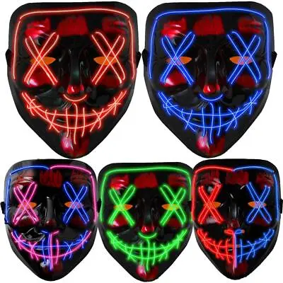 LED Halloween Mask Adult Scary Purge Fancy Dress Party Costume Accessory Mens • £6.99