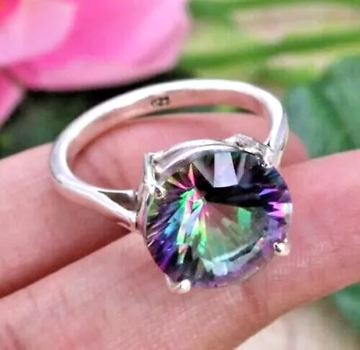 925 Sterling Silver Mystic Topaz Gemstone Prong Set Ring Customize Size UK H-Z • $28.08