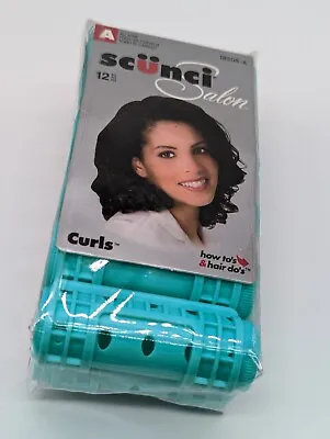 Vintage Scunci Salon Plastic Magnetic Rollers Curlers 12 Pc Teal 18508-A New • $6.74