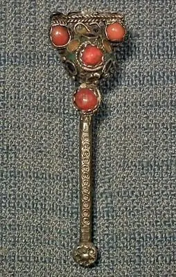 Antique Morocco Algeria Maghrib Kabyle Jeweled Silver Islamic Turban Pin Brooch • $285