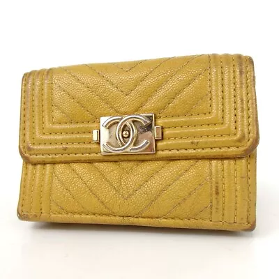 Authentic CHANEL Boy Chanel Tri-fold Wallet Leather[Used] • $37