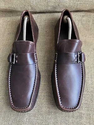 SALVATORE FERRAGAMO Mens Burgundy Leather Loafers Size UK 10 || US 11 D • $132