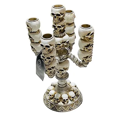 Martha Stewart Halloween Decor Gothic Skeleton Skulls 12in Five Arm Candelabra • $49.99