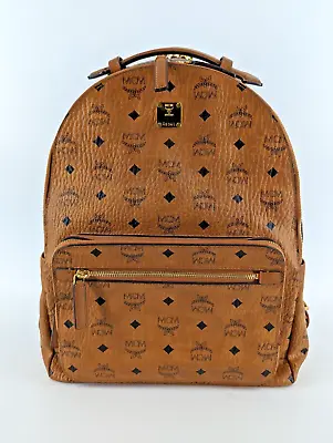 MCM Cognac Brown Backpack Stark Classic Visetos • $649.99