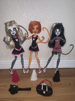 Monster High Meowlody Toralei & Purrsephone 3 Pack Fearleading Doll Lot • $96