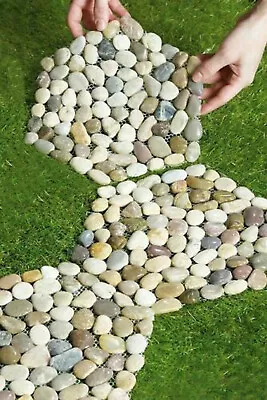 Set Of 3 Pebble Stepping Stones BEAUTIFUL COLORFUL GARDEN HOME DECORATION ITEM • £15.99