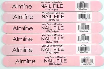 New Lot Of 6 Almine Very Coarse/medium 2 Sided Nail File #5374 (120/240 Grit) • $8.49