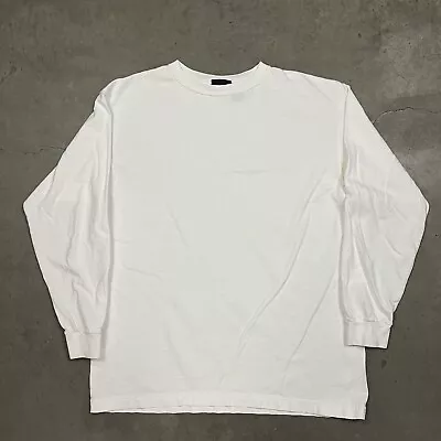 Vintage 90s Blank Long Sleeve T Shirt White L • $19.99