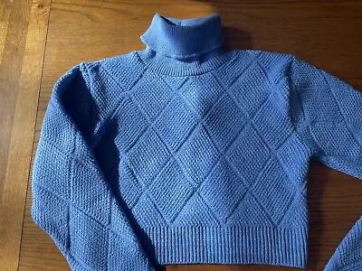 I SAW IT FIRST BABY BLUE Cropped Polo Neck JUMPER BNWT XS • £3.99