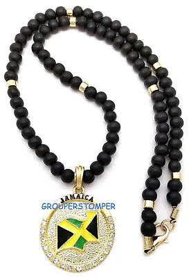 Jamaica Pendant With 26 Inch Long Wood Bead Necklace  • $17.95