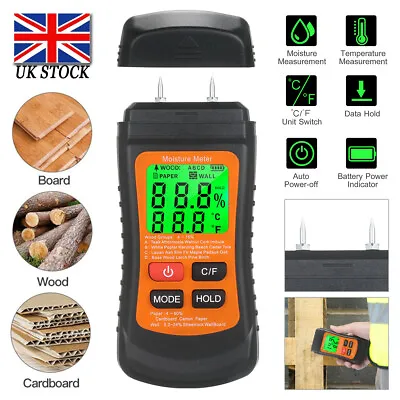 Digital Wood Moisture Detector Damp Meter Brick Screed Wallpaper Caravan Tester • £15.99