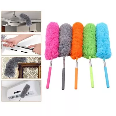 Long Magic Telescopic Handle Extendable Cobweb Brush Washable Feather Duster UK • £5.25