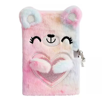 Cute Gifts Diary Girls Secret Cat Kids Plush Notebook Furry With Lock Keys • $20.10