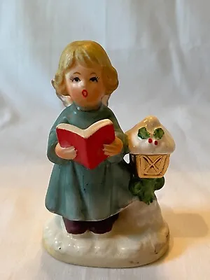 Sweet Ceramic Napcoware Vintage Christmas Angel Girl Singing W Lamp Post X8371 • $14.85