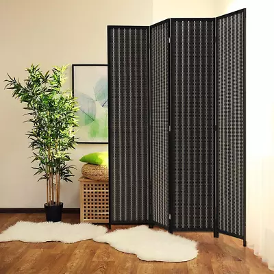 Room Divider Folding Privacy Screen 4 Panel Room Dividers 6 Ft. Tall Bamboo Par • $150.34
