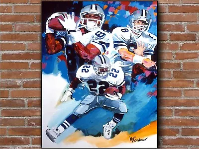 Sale Aikman Smith Irvin Dallas Cowboys 18 H X 12 W Premium Canvas Art Winford • $89